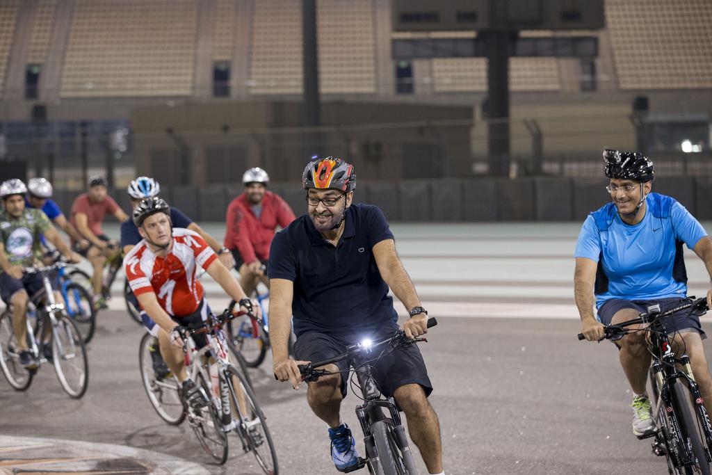 Riders on the track at a UAE cycling velodrome